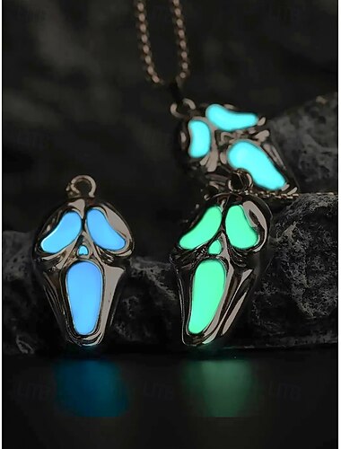  Collier pendentif fantôme phosphorescent pour homme – Bijoux d'horreur d'Halloween pour soirées costumées et événements nocturnes