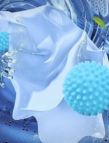  再利用可能なマジックランドリーボール12個パック、柔軟剤の代替品、もつれ防止と汚れ除去の耐久性のあるランドリーボール、ホワイト/ブルー/パープル、強化されたウォーターボルテックスで優しい布地ケア