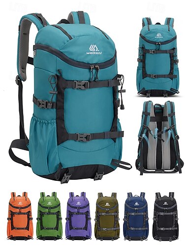  大容量の防水ハイキングバックパック、水分補給バッグ付き - 登山、ハイキング、旅行に最適な男女兼用の傷に強いアウトドアキャンプ用バックパック