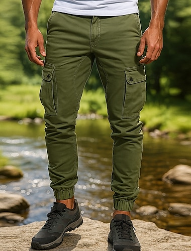 Hombre Pantalones cargo Pantalones para senderismo Al aire libre Ajuste regular Impermeable Resistente al Viento Prendas de abajo Bolsillo Negro Verde Ejército Algodón Camping / Senderismo Corriendo