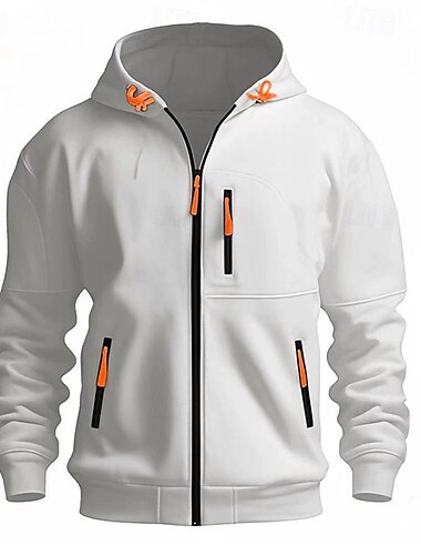 Pánské Kapuce Mikina s kapucí na zip Černá Bílá Fialová Námořnická modř Námořnická modř Kapuce Bez vzoru Zapni Kapsy Sporty a outdoor Denní Dovolená Polyester Šik ven Základní Na běžné nošení Jaro