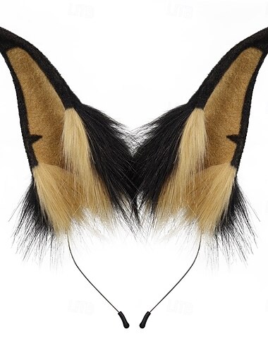  Fascia per capelli con orecchie di animali pelosi e orecchie di doberman – graziosa fascia per cosplay per feste, convention e accessori per giochi di ruolo