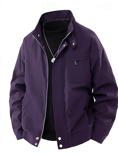  Ανδρικά Ελαφρύ μπουφάν Casual Jacket Διακοπές Καθημερινά Opritor de Vânt Τσέπη Άνοιξη Φθινόπωρο Σκέτο Μοντέρνα Κλασσικό Όρθιος Γιακάς Κανονικό Σομόν Μαύρο Βυσσινί Πράσινο του τριφυλλιού Χακί Σακάκια