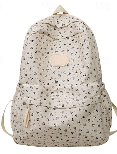  Girls’ Floral Print Canvas Backpack – Aesthetic School Bag for Teen Students & Back to School Season