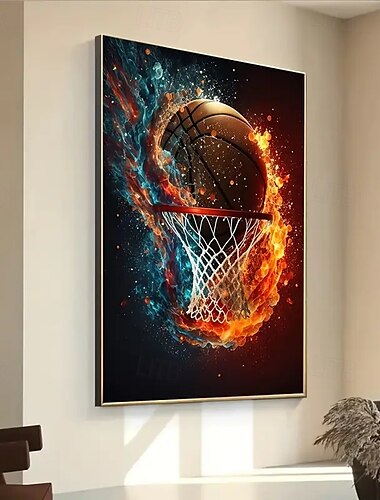  Basket moderno! Poster artistico su tela senza cornice, perfetto per la decorazione della camera da letto e del soggiorno, sportivo