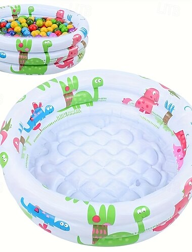  23 tums rund uppblåsbar småbarnspool med förtjockat PVC-material, bärbar pool för småttingar, 3-lagersdesign, slät yta, 4 luftventiler, blandade färger, perfekt för fester