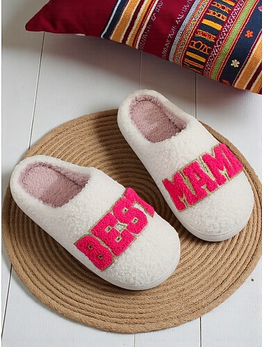  Roze fleece pantoffels voor dames "beste mama" – zachte, comfortabele binnenhuisschoenen voor moeders, cadeaus en dagelijks comfort