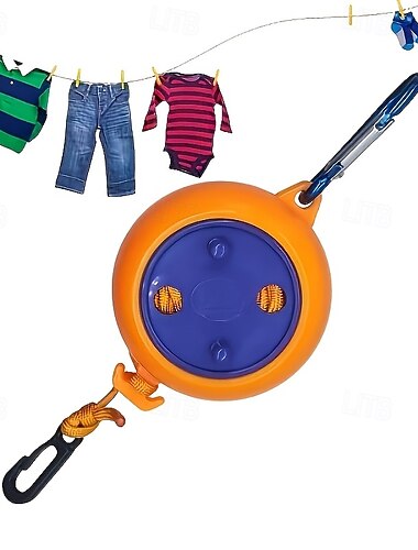  Stendibiancheria da campeggio retrattile da 32 piedi, corda per asciugatura portatile da viaggio con maniglia per il trasporto, ideale per la pesca all'aperto &campeggio in plastica resistente