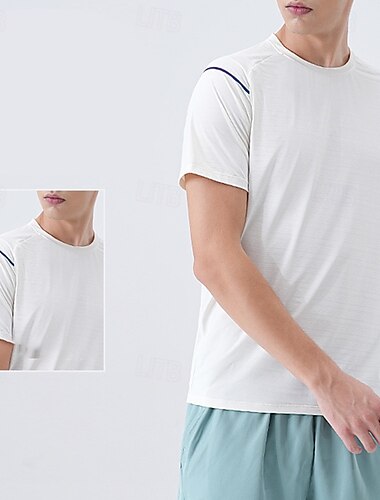  Herre Performance skjorte Sport-T-shirt Kortærmet Rund hals Toppe Udendørs Hurtigtørrende Svedreducerende lugtdæmpende Åndbart Polyester Sort Hvid Blå Fiskeri Tennis Løb