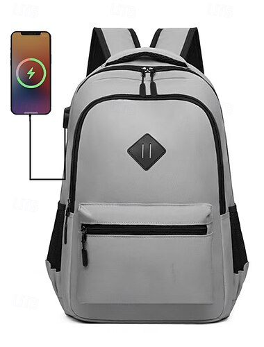  Pánský nepromokavý školní batoh s USB nabíjecím portem – lehká taška na notebook odolná proti poškrábání, vhodná na vysokou školu, dojíždění nebo každodenní použití