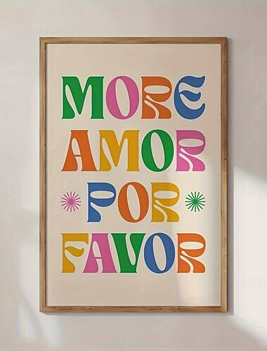  1pc citation d'amour inspirante toile art mural rétro plus amor por favor typographie affiche sans cadre tableau éducatif pour chambre salon décoration de la maison - cadeau de Thanksgiving d'automne