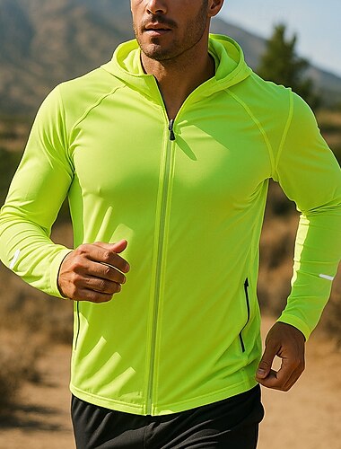  Męskie Běžecká bunda Kurtka Outdoorowa Kurtka z kapturem Kieszeń Ściągana na sznurek Długi rękaw Top Athleisure Odporność na wiatr Szybkie wysychanie Odprowadza wilgoć Oddychający Wędkarstwo Piesze