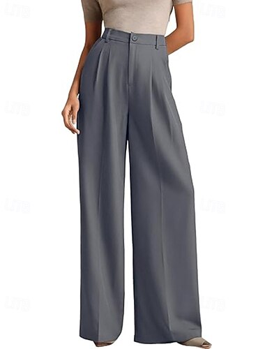  Per donna Gamba larga Pantaloni Eleganti Streetwear Casual Lunghezza intera Naturale Semplice Elastico in vita Confortevole Streetwear Ferie Abbigliamento quotidiano Aalbicocca Grigio Nero Bianco