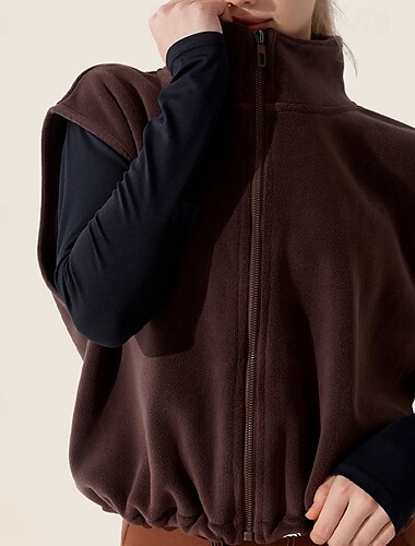  Damen Oberbekleidung Stehkragen Winddicht Leicht Warm Vollreißverschluss Ärmellos Sport Einfarbig Oberteil Für Outdoor Laufen Yoga Klassische Passform Sportkleidung