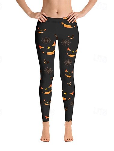  Per donna Pantaloni Leggings Streetwear Casual Lunghezza intera Vita AltaPantsHalloween Pipistrello Elastico in vita Stampato Traspirabilità Confortevole Elasticizzato Vacanza Streetwear