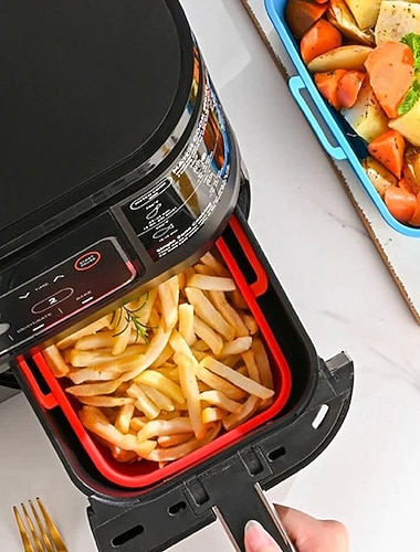  kokoontaitettava ilmakeittimen silikoninen uunipelti uudelleenkäytettävä tarttumaton lämmönkestävä keittiömatto ruoanlaittoon, paistamiseen, grillaamiseen, astianpesukoneen kestävä lisävaruste kotileivontaan