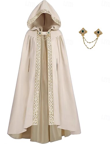  Retro Vintage Medieval Renascentista Capa manto com capuz Vampiros Unisexo Celta Fantasia Dia Das Bruxas Carnaval Espetáculo LARP Adulto Capa Todas as Estações