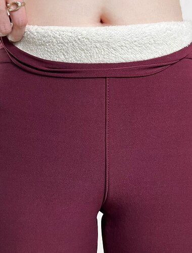  Dam Byxor Damasker Streetwear Ledigt Fullängd Naturlig Slät Elastisk midja Bekväm Gata Helgdag Dagliga kläder Rödvin Svart Mörk marin Vinter Normal