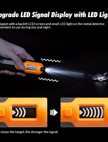  液晶ディスプレイ付き完全防水ピンポインター金属探知機、高感度水中ピンポインター、3モードポータブルピンポイント