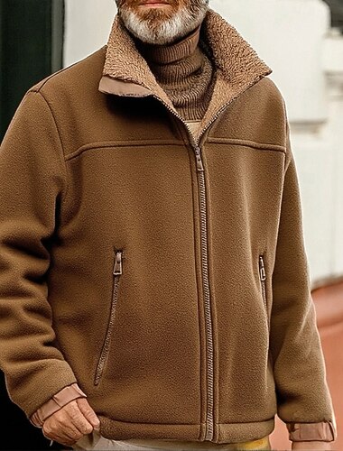  Per uomo Felpa con cappuccio e zip Felpa con zip Felpa in pile Giacca in Pile Felpa con zip intera Nero Blu Marrone Verde Colletto Mao Semplice Cerniera Tasca Sport & Outdoor Casuale Quotidiano