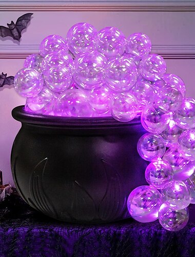  ハロウィンの室内装飾 - DIYの泡立つ大釜セット - 黒のプラスチックボウルのパーティーデコレーション - 自宅のキッチンやパーティーテーブルに飾る不気味なヴィンテージデコレーション