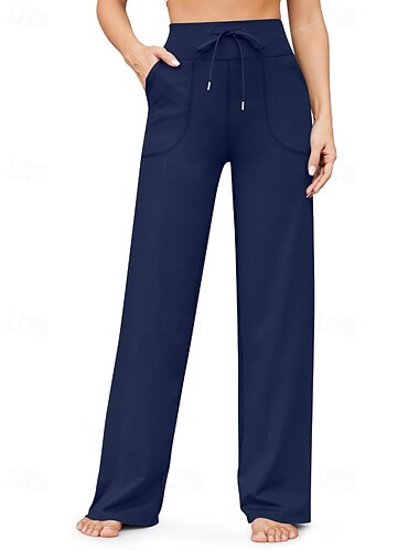  Per donna Gamba larga Pantaloni Eleganti Streetwear Casual Lunghezza intera Naturale Semplice Tasca Design con Coulisse Elastica Confortevole All'aperto Vacanza Uscire Verde mela Grigio scuro Ruggine
