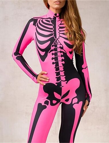  Skelet Halloween Bodysuit Kattedragt til hele kroppen Skræmmende kostume Børne Voksne Herre Dame Drenge Halloween Karneval De dødes dag Ydeevne Fest Natklub Nemme Halloween kostumer Klæd dig ud