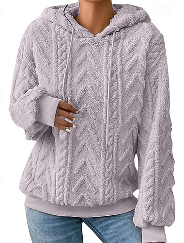  Per donna Felpa con cappuccio Semplice Casual Manica Lunga Con Cappuccio Top Regolari Casa Streetwear Ferie Argento Rosa Rosso Grigio Autunno Inverno