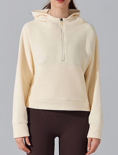  Damen Outdoor-Sweatshirt Winddicht Warm Tasche Langarm Sport Einfarbig Oberteil Für Fitnessstudio Fitnesstraining Fitness Sportkleidung