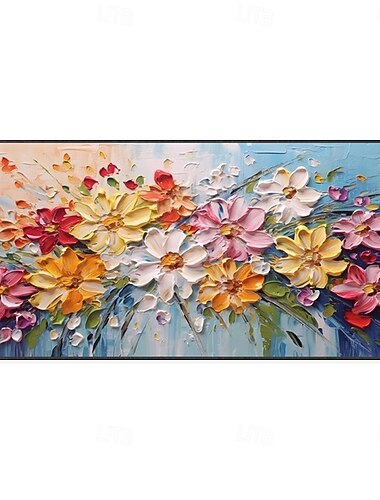 Peinture à l'huile faite à la main sur toile, décoration murale moderne, épaisse, fleur à l'huile pour salon, décoration d'intérieur, cadre tendu, peinture suspendue/roulée, sans cadre, peinture non