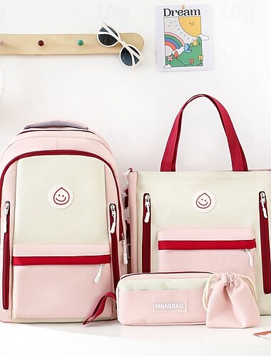  4-Piece Kids’ School Backpack Set with Lunch Bag, Pencil Case & Drawstring Pouch – Durable Waterproof Bookbag for Boys and Girls