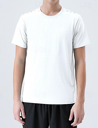  Herre Sport-T-shirt Kortærmet Rund hals Toppe Udendørs Hurtigtørrende Svedreducerende lugtdæmpende Åndbart Nylon Sort Hvid Blå Fiskeri Tennis Løb