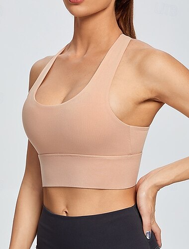  Per donna Reggiseno sportivo Intimo / Maglia Intima Supporti alti Traspirante Senza fili Imbottito Colore Solido / Tinta Unita Sport Abbigliamento sportivo Rosso bordeaux Nero Palestra Fitness Yoga