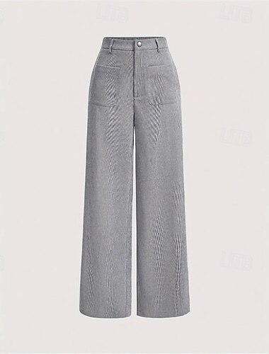  女性用 ワイドレッグ パンツ パラッツォパンツ ファッション ストリートファッション 全長 ハイウエスト 平織り ポケット 通気性 快適 ストリート デイリーウェア お出かけ ホワイト ブラウン グリーン グレー 夏 春 レギュラー
