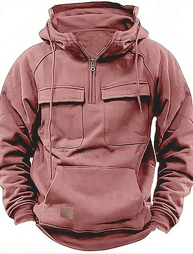  Homme Haut de randonnée Sweat à capuche zippé manche longue À capuche Top Extérieur Chaleur Thermique Hiver Polyester Noir Rose Vert Véronèse Entraînement Course
