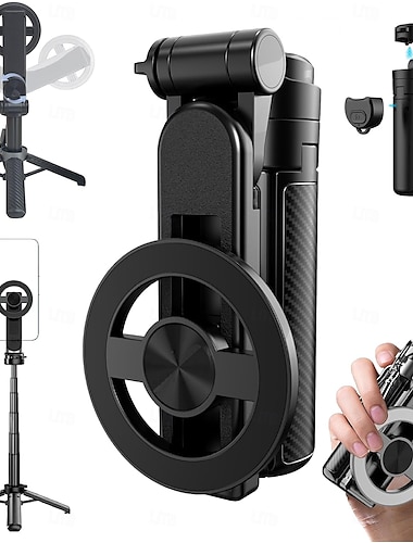  Bastone selfie magnetico multifunzione 4 in 1, treppiede per telefono con rotazione a 360° e telecomando wireless per iPhone &androide, supporto per telefono per la registrazione video &vlogging -