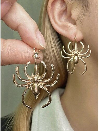  Boucles d'oreilles créoles araignées d'Halloween pour femmes – bijoux pendants en alliage, style punk gothique, accessoire de fête léger pour costume, cosplay et soirée effrayante