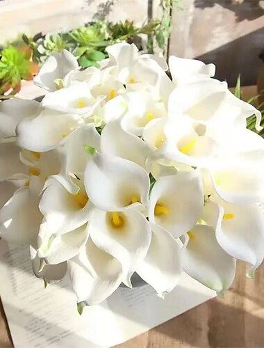  20 mazzi di gigli artificiali, calle e steli di fiori di loto in 18 colori, fiori finti realistici per San Valentino, festa della mamma, bouquet da sposa, oggetti di scena per la fotografia,