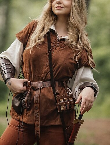  Punk és gótika Középkori Reneszánsz Kabát Prsluk Mellény Kalóz Viking Ranger Férfi Viking Buli / Este Felnőttek Mellény