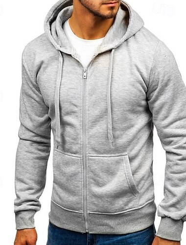  Homens Moletom Full Zip Hoodie Moletom de lã Preto Branco Verde Tropa Vermelho Vinho Com Capuz Tecido Zip Up Bolsos Desportos e Ar livre Casual Diário Roupa de rua Legal Roupa de Esporte Primavera