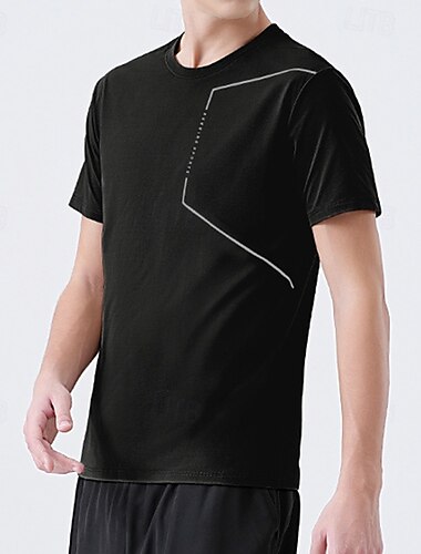  Herre Performance skjorte Sport-T-shirt Kortærmet Rund hals Toppe Udendørs Hurtigtørrende Svedreducerende lugtdæmpende Åndbart Polyester Sort Blå Lysegrå Fiskeri Tennis Løb