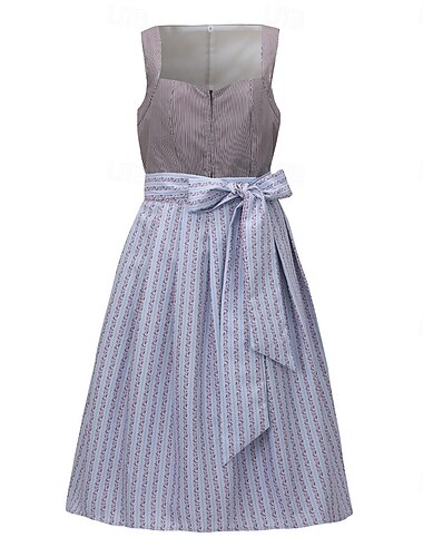  Oktoberfest Robe Dirndl Robes traditionnelles Femme de ménage Bavarois Allemand Prairies Femmes Tissu de style traditionnel Sans chemisier