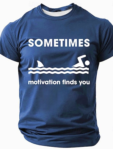  T-shirt graphique drôle pour homme  Parfois la motivation vous trouve Design de nageur requin