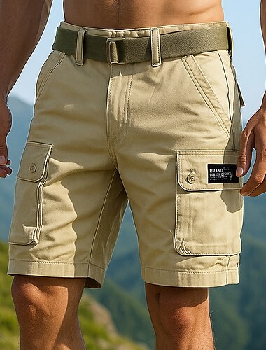  Homens Bermuda Cargo Ao ar livre Normal Prova-de-Água A Prova de Vento Calças Bolsos Preto Verde Algodão Acampar e Caminhar Corrida S M L XL XXL