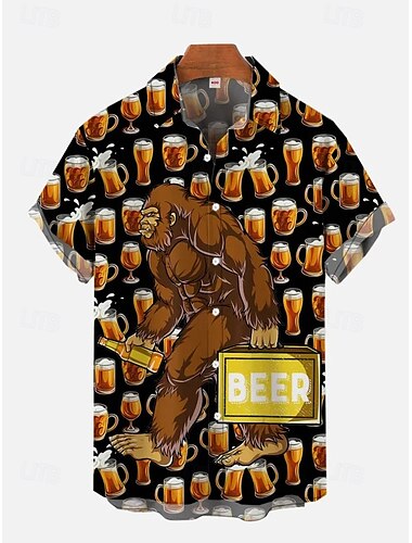  Oktoberfest Birra Camicie Hawaii Camicia Aloha bavarese Monaco Tedesco Grafico Per Per uomo Adulti Carnevale Birra Oktoberfest Stampa 3D Vacanza Feste