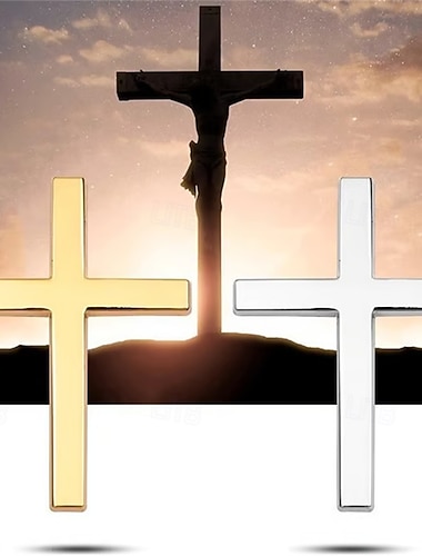  4 adesivi con croce di Gesù Cristo in metallo, emblema 3D in metallo con croce per auto, moto e-bike, decorazione con logo posteriore per la modifica del veicolo.