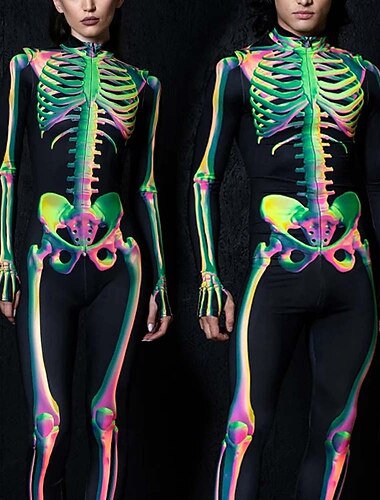  schedel skelet bodysuit halloween groep koppels kostuums full body catsuit griezelig kostuum mannen vrouwen jongens kinderen volwassenen optreden feest club halloween carnaval dag van de doden
