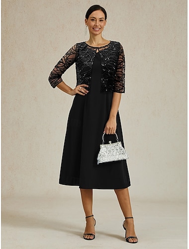  Dame Trekker på skuldrene Grafisk Abstrakt Elegant Stilfull Formelt Crew-hals Svart Sommer