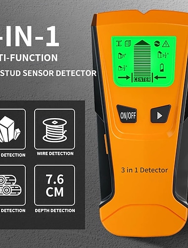  3-in-1-Multifunktionswandscanner für Metall und Holz, stromführende Leitungen, Bolzensucher, Elektrokasten, elektronische Messgeräte