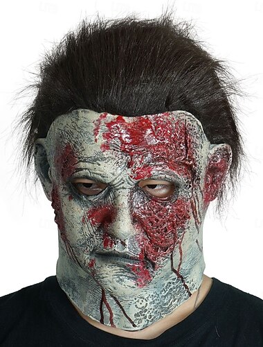  Майкл Майерс День всех святых Маски Реалистичная маска Хэллоуин Ужас Страшный Интеграл Взрослые Муж. Хэллоуин Карнавал Выступление Для вечеринок Легкие костюмы на Хэллоуин Одеваемся